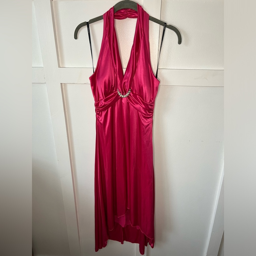 Silky Magenta Halter Dress NWT